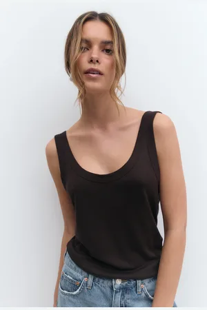 Gina Tricot Rib loose tank - Tops - Braun - XL - Dame