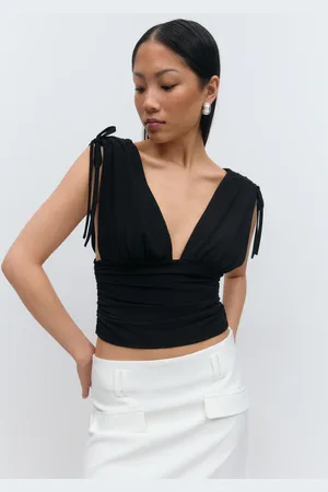 Gina Tricot Drawstring top - Tops - Schwarz - XL - Dame