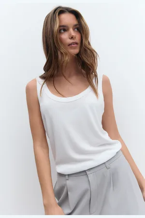 Gina Tricot Rib loose tank - Tops - Weiß - XL - Dame