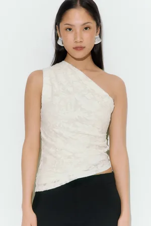 Gina Tricot Asymmetric top - Off-Shoulder-Shirt - Weiß - XL - Dame