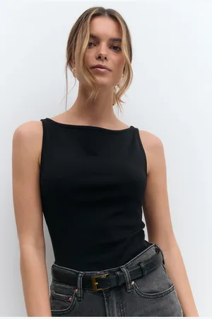 Gina Tricot Boatneck tanktop - Tops - Schwarz - XL - Dame