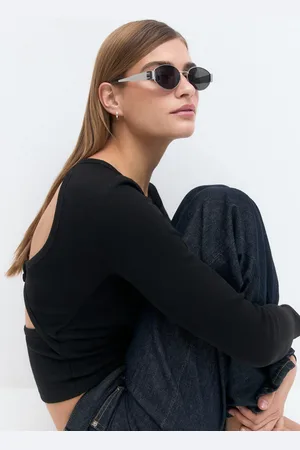Gina Tricot Oval metal frame sunglasses - Sonnenbrillen - Schwarz - ONESIZE - Dame