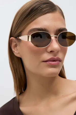 Gina Tricot Oval metal frame sunglasses - Sonnenbrillen - Braun - ONESIZE - Dame