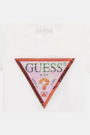 Guess T-Shirt Logo-Dreieck Mit Pailletten Vorne