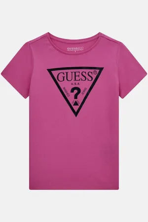 Guess T-Shirt Logodreieck Metallic-Optik