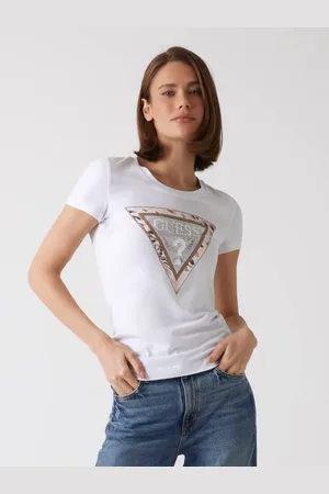 Guess T-Shirt Logo-Dreieck Animal-Print