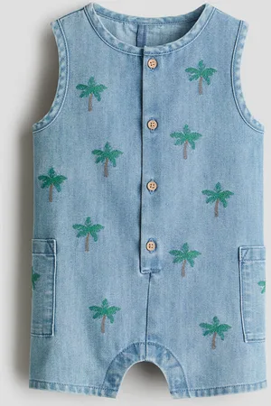 H&M Embroidery-detail romper suit - Blau - Kinder