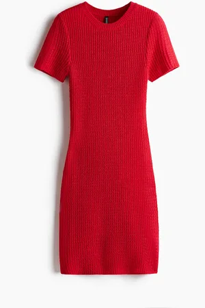 H&M Bodycon-Strickkleid - Rot - Damen