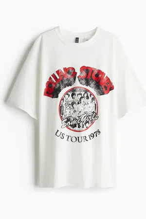 H&M Oversized T-Shirt mit Print - Weiß - Damen