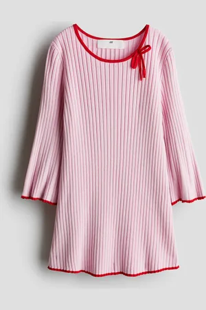 H&M Geripptes Strickkleid - Rosa - Kinder