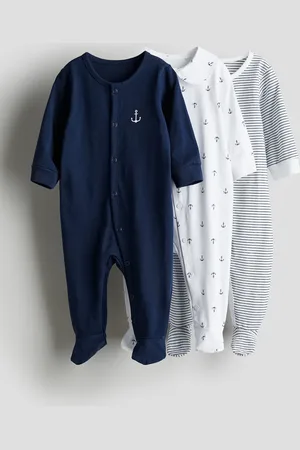 H&M 3er-Pack Schlafanzüge aus Baumwolle - Blau - Kinder