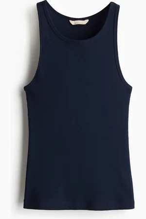 H&M Geripptes Tanktop aus Seidenmix - Blau - Damen