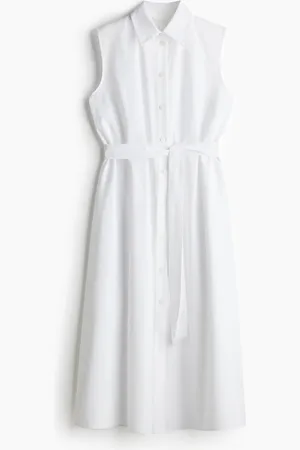 H&M Tie-belt shirt dress - Weiß - Damen