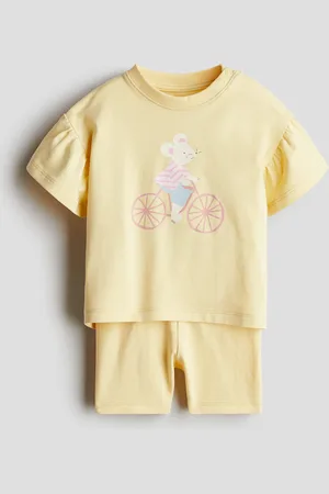 H&M Zweiteiler aus Baumwolljersey - Gelb - Kinder