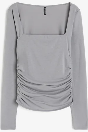 H&M Gerafftes Shirt mit Karree-Ausschnitt - - Damen
