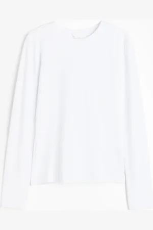 H&M Langarmshirt aus Mikrofaser - Weiß - Damen