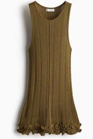H&M Tanktop in Rippstrick - Grün - Damen