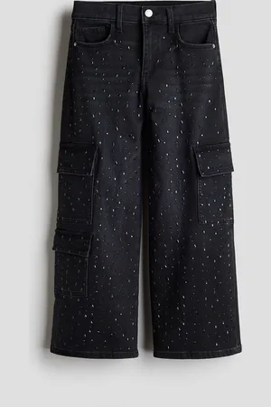 H&M Loose Fit Wide Leg Cargo Jeans - - Kinder
