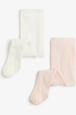 H&M 2er-Pack Strumpfhosen in Strukturstrick - Rosa - Kinder