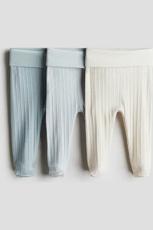 H&M 3er-Pack Leggings mit Umschlagbund - Türkis - Kinder