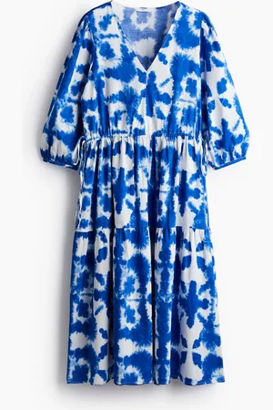H&M Kleid mit Kordelzug - Blau - Damen