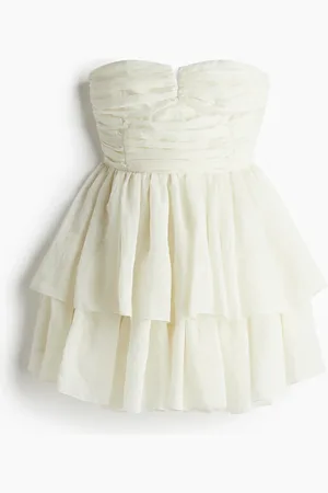 H&M Ausgestelltes Bandeau-Kleid - Weiß - Damen