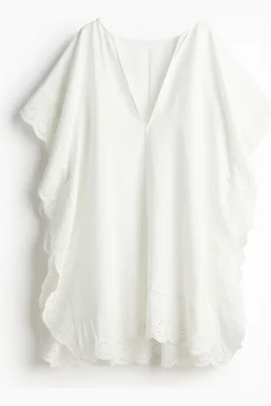 H&M Strandkaftan mit Broderie Anglaise - Weiß - Damen