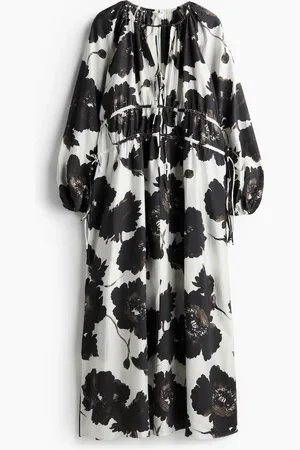 H&M Oversized Kleid mit Kordelzügen - Weiß - Damen