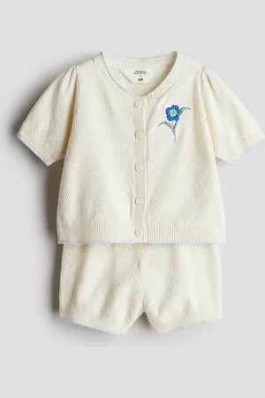 H&M Zweiteiler mit Perlmuster und Stickdetail - Weiß - Kinder