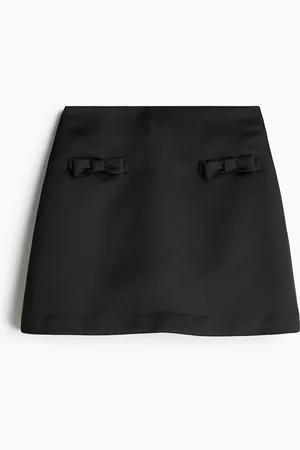 H&M Minirock aus Satin mit Schleife - - Damen