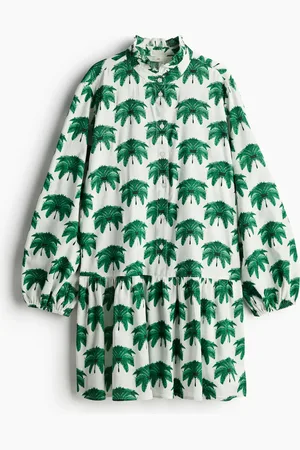 H&M Kleid mit Volantkragen - Grün - Damen
