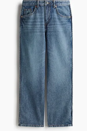 H&M Straight High Ankle Jeans - Blau - Damen