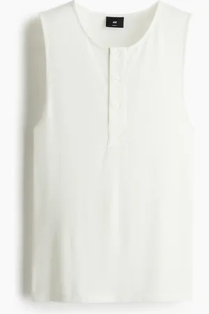 H&M Geripptes Tanktop in Slim Fit - Weiß - Herren