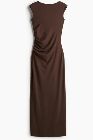 H&M Drapiertes Bodycon-Kleid - Braun - Damen