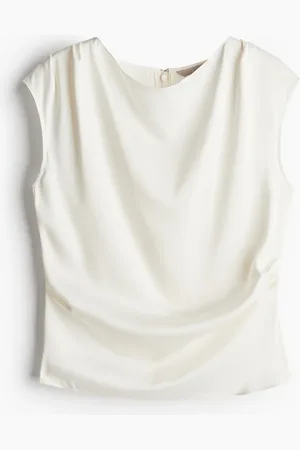 H&M Drapiertes Satintop - Weiß - Damen