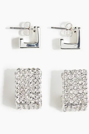 H&M 2 Paar quadratische Hoop-Ohrringe - - Damen