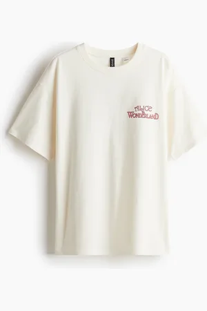 H&M Oversized T-Shirt mit Print - Weiß - Damen