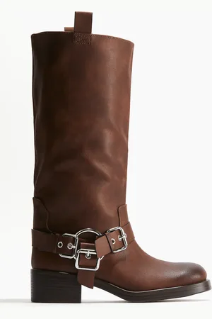 H&M Kniehohe Bikerboots - Braun - Damen