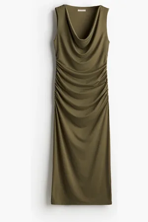 H&M Kleid mit Wasserfall-Ausschnitt - Grün - Damen