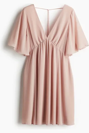 H&M Chiffonkleid mit V-Ausschnitt - Rosa - Damen