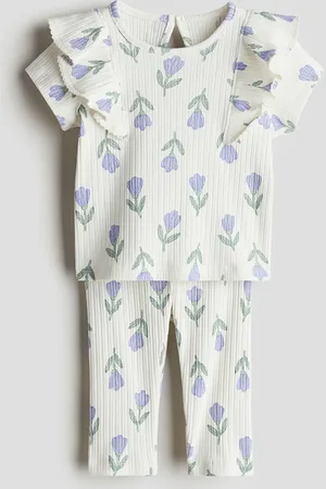 H&M 2-teiliges Bedrucktes Baumwollset - Weiß - Kinder