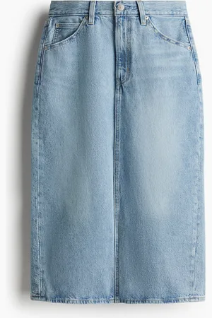 H&M Hr Back Slit Skirt Riveting Clean Hem - Blau - Damen