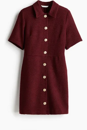 H&M Bouclé-Kleid mit Knöpfen - Rot - Damen