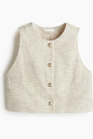 H&M Weste aus Bouclé-Jersey - Weiß - Damen