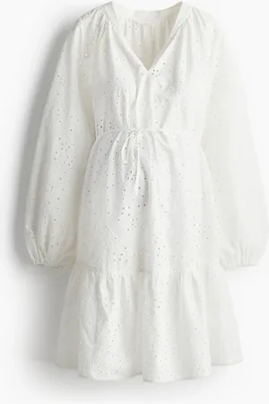H&M MAMA Kleid mit Broderie Anglaise - Weiß - Damen