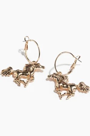 H&M Hoop-Ohrringe mit Pferdeanhänger - Gelb - Damen
