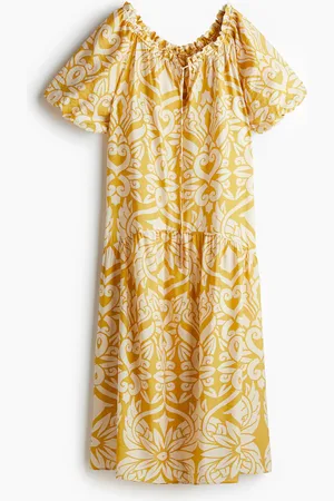 H&M Kleid mit Kordelzugdetail - Gelb - Damen