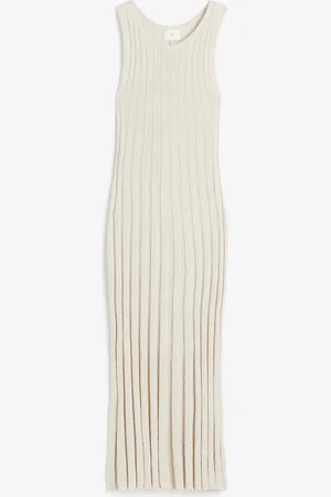 H&M Geripptes Strickkleid - Braun - Damen