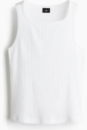 H&M Geripptes Tanktop in Slim Fit - Weiß - Herren