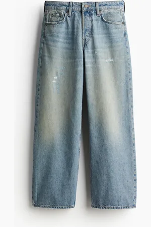 H&M Baggy Wide Low Jeans - Blau - Damen